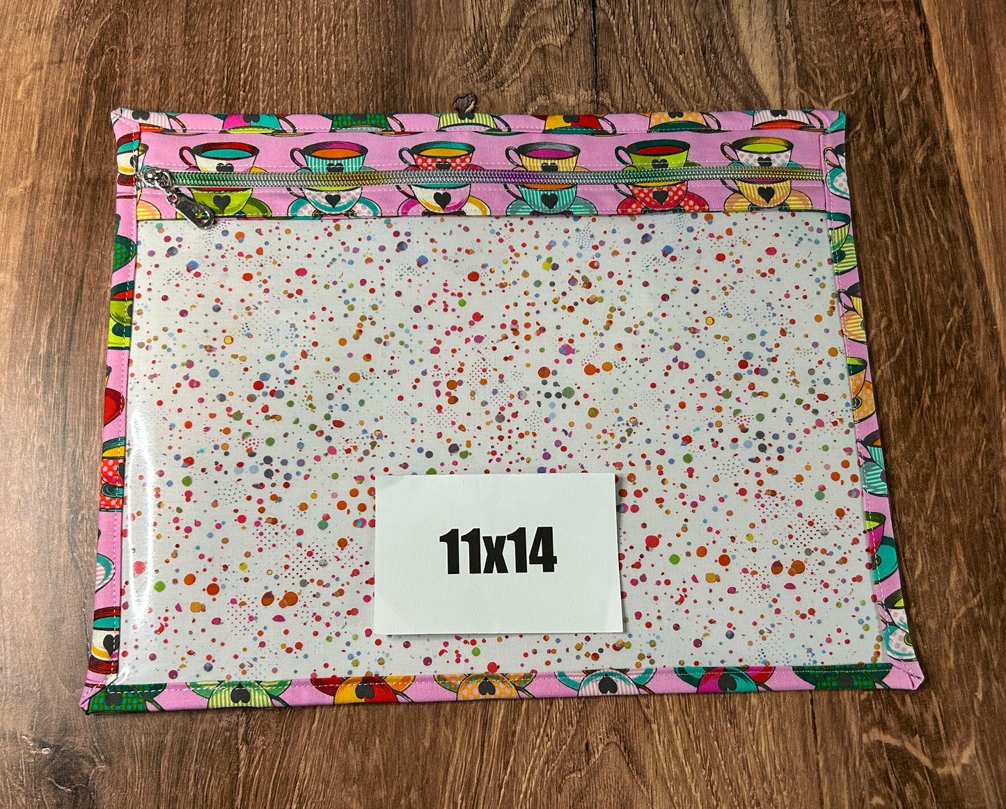 Vinyl Cross Stitch Project Bag - Embroidery bag - Project Bag - Knitting & Crochet Bag - Notions - Teacup Project Bag (PINK) (Copy)