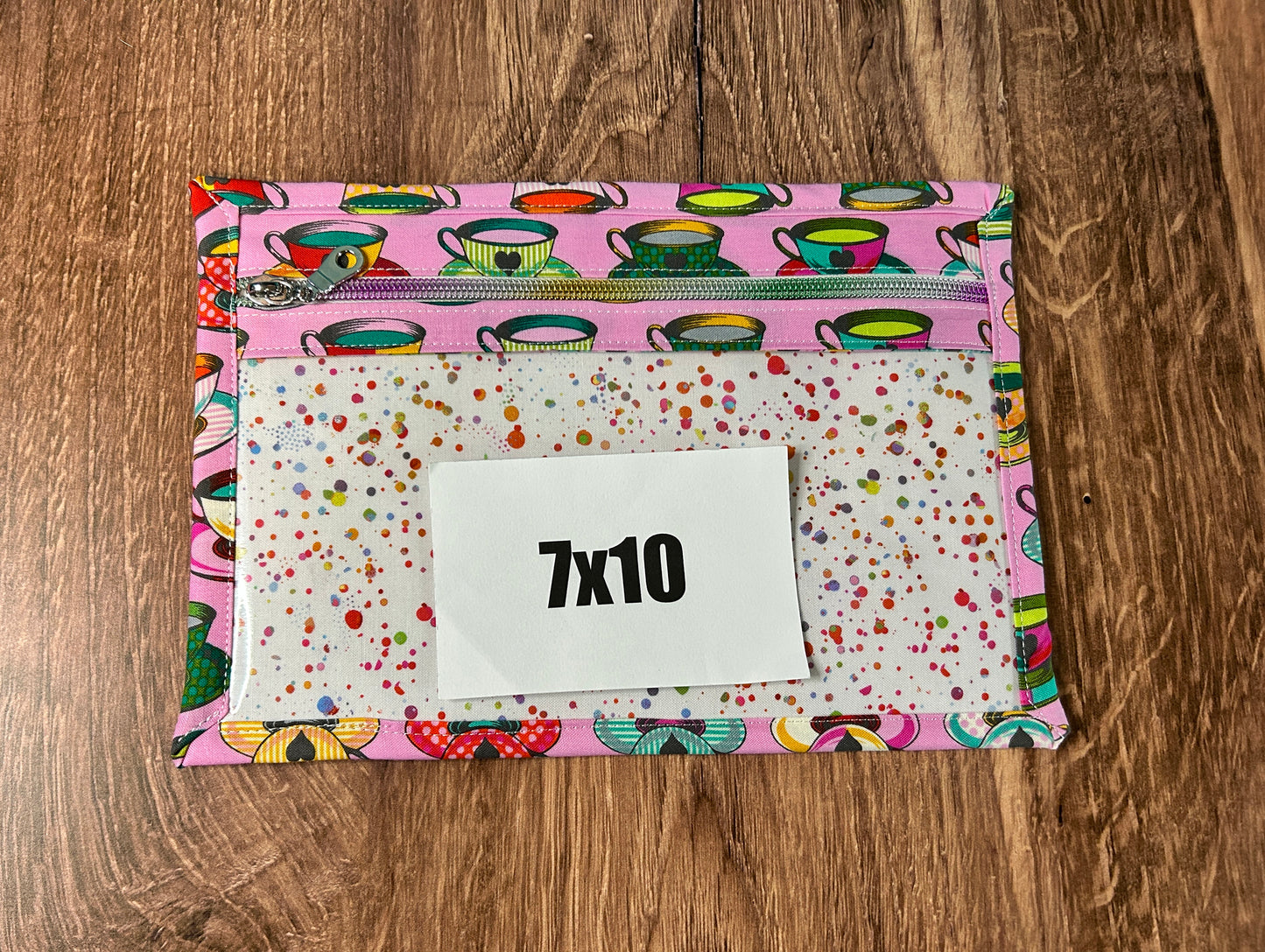 Vinyl Cross Stitch Project Bag - Embroidery bag - Project Bag - Knitting & Crochet Bag - Notions - Teacup Project Bag (PINK) (Copy)