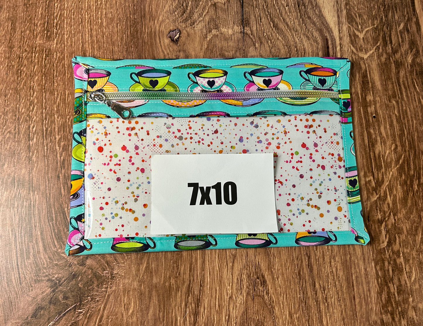 Vinyl Cross Stitch Project Bag - Embroidery bag - Project Bag - Knitting & Crochet Bag - Notions - Teacup Project Bag (BLUE)