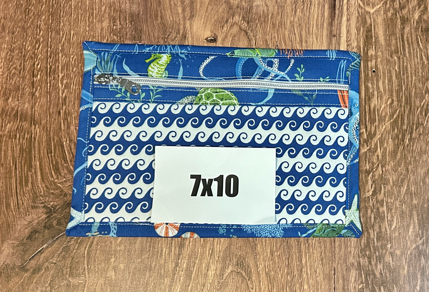 Vinyl Cross Stitch Project Bag - Embroidery bag - Knitting & Crochet Bag - Storage - Ocean Project Bag - Notions (DARK BLUE)