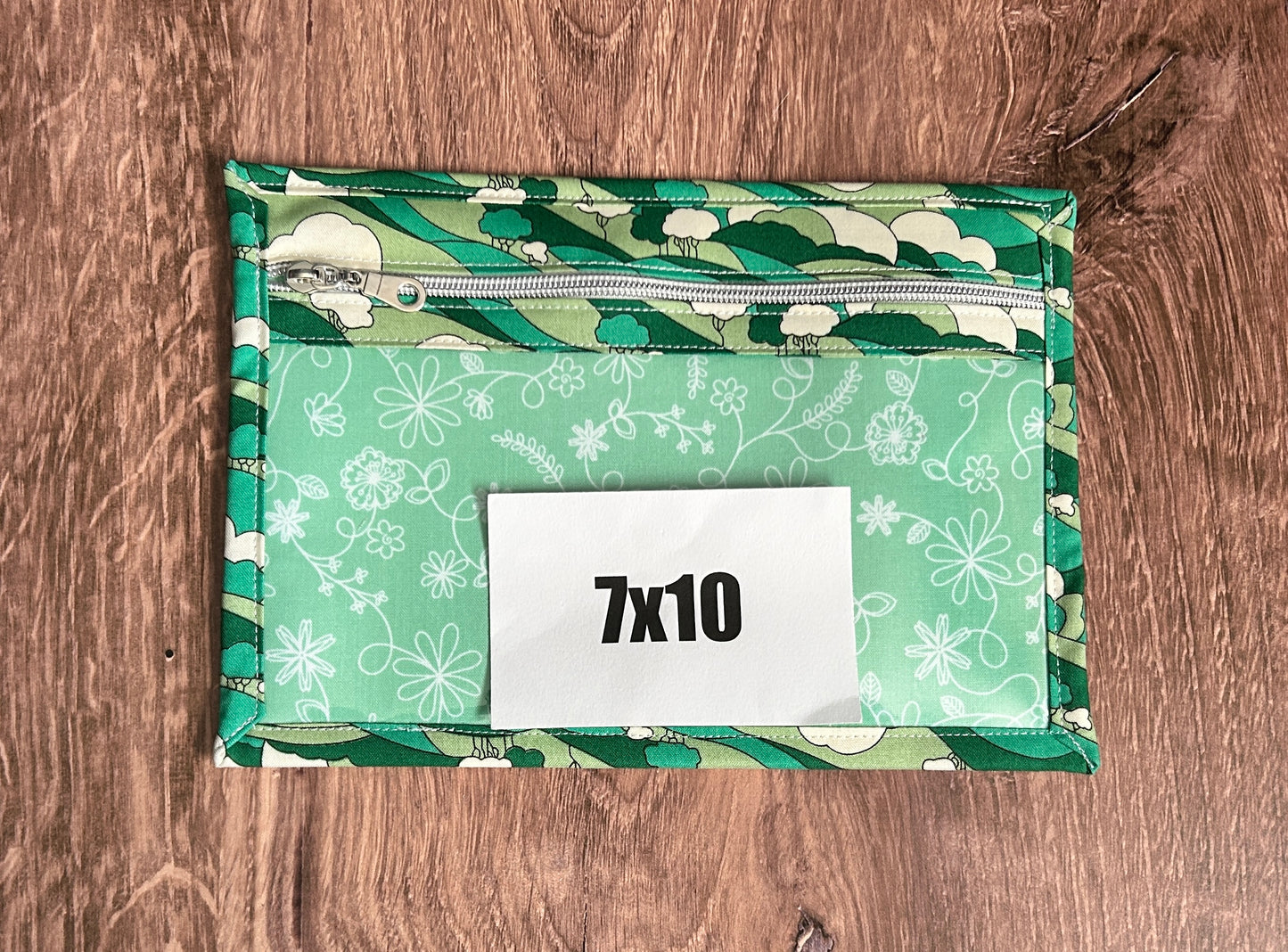 Vinyl Cross Stitch Project Bag - Embroidery Bag - Knitting & Crochet Bag - Storage - Organizer - Notions - Woodland - Hills - Trees - Clouds