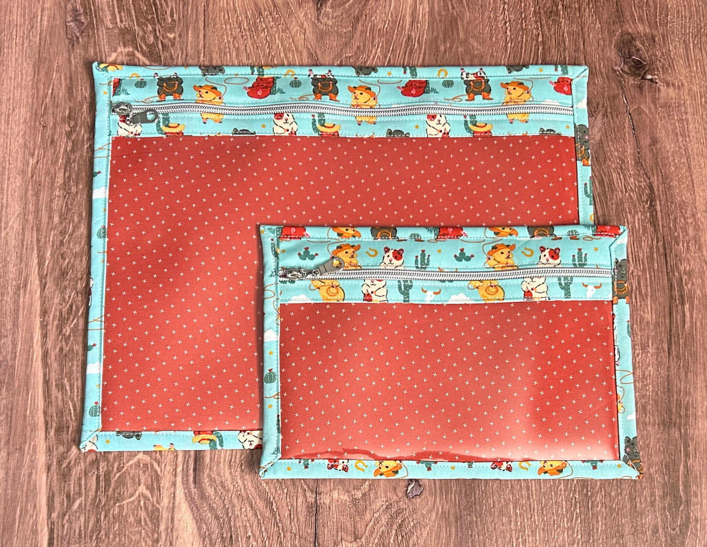 Vinyl Cross Stitch Project Bag - Embroidery bag - Knitting & Crochet Bag - Storage - Organizer - Notions - Guinea Pig - Western
