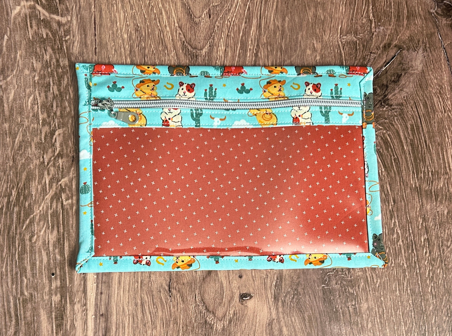 Vinyl Cross Stitch Project Bag - Embroidery bag - Knitting & Crochet Bag - Storage - Organizer - Notions - Guinea Pig - Western