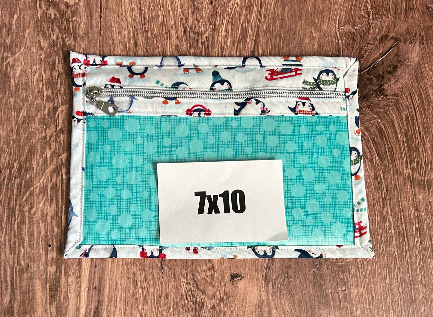 Vinyl Cross Stitch Project Bag - Embroidery bag - Knitting & Crochet Bag - Storage - Penguin Project Bag - Notions - Winter - Snow