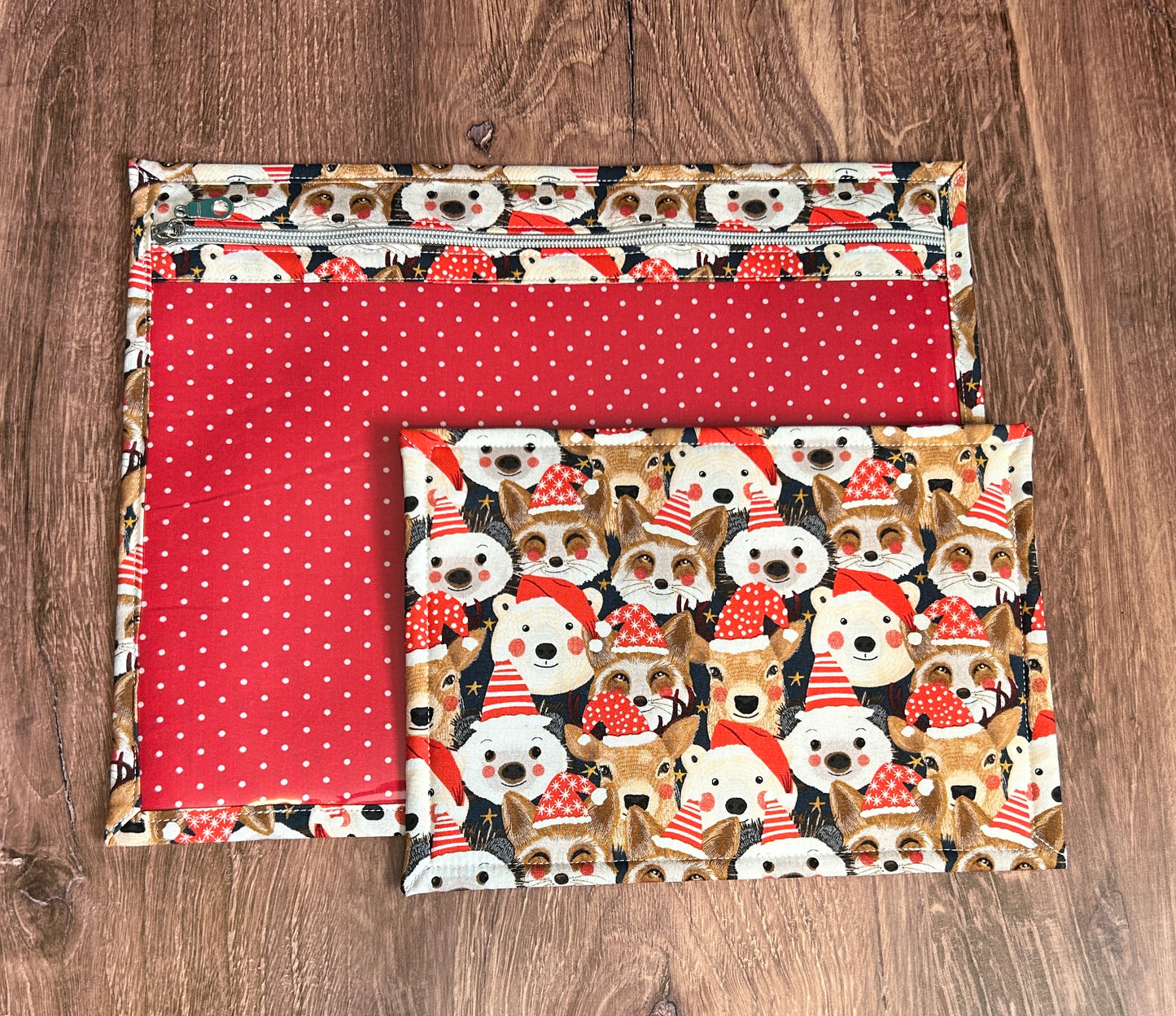 Vinyl Cross Stitch Project Bag - Embroidery Bag - Project Bag - Knitting & Crochet Bag - Notions - Woodland - Christmas - Bear - Fox - Deer
