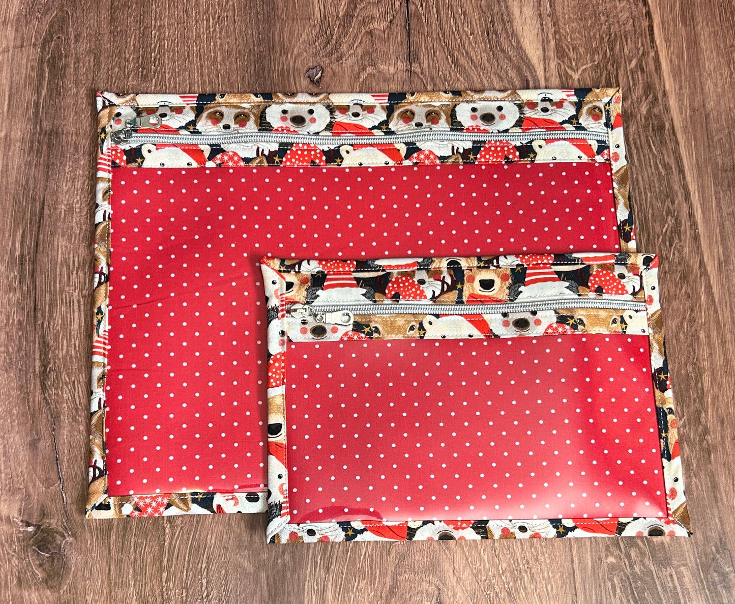 Vinyl Cross Stitch Project Bag - Embroidery Bag - Project Bag - Knitting & Crochet Bag - Notions - Woodland - Christmas - Bear - Fox - Deer