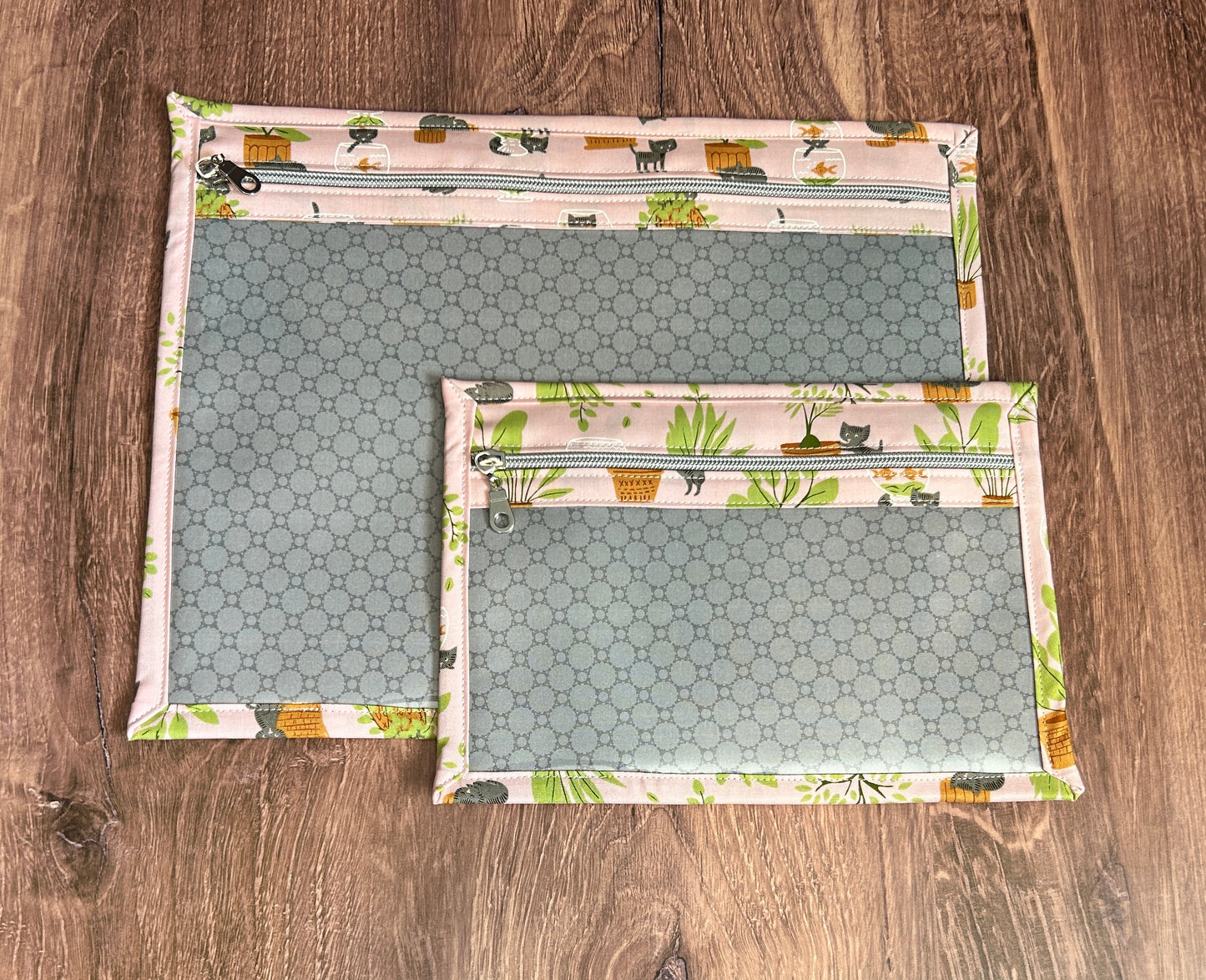 Vinyl Cross Stitch Project Bag - Embroidery Bag - Project Bag - Knitting & Crochet Bag - Storage - Cat Project Bag - Notions - Plants