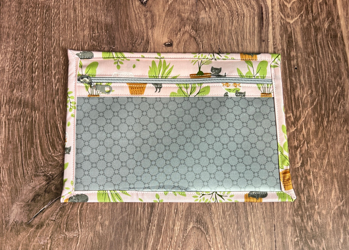Vinyl Cross Stitch Project Bag - Embroidery Bag - Project Bag - Knitting & Crochet Bag - Storage - Cat Project Bag - Notions - Plants