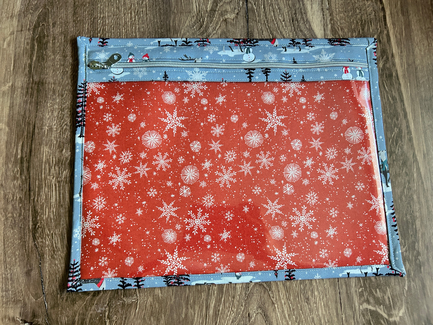 Vinyl Cross Stitch Project Bag - Embroidery bag - Project Bag - Knitting & Crochet Bag - Storage - Organizer - Notions - Woodland - Holiday