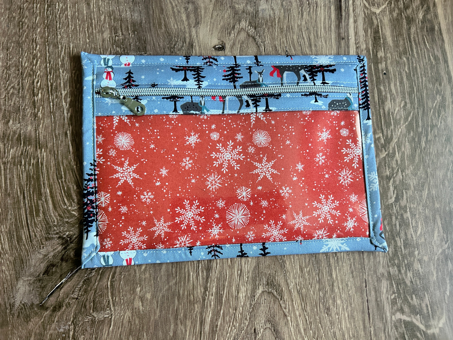 Vinyl Cross Stitch Project Bag - Embroidery bag - Project Bag - Knitting & Crochet Bag - Storage - Organizer - Notions - Woodland - Holiday