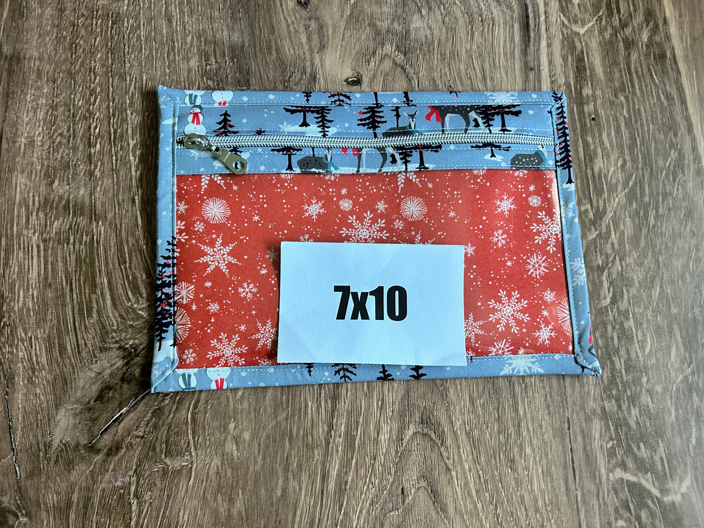 Vinyl Cross Stitch Project Bag - Embroidery bag - Project Bag - Knitting & Crochet Bag - Storage - Organizer - Notions - Woodland - Holiday