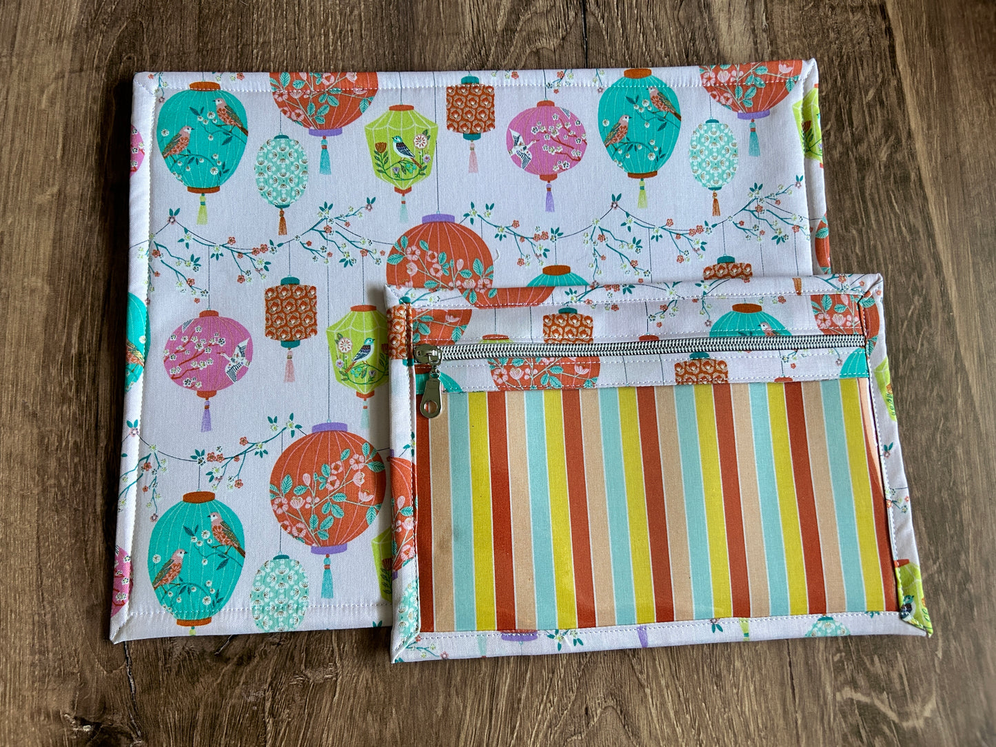 Vinyl Cross Stitch Project Bag - Project Bag - Knitting & Crochet Bag - Storage - Organizer - Bird - Project Bag - Notions - Lanterns