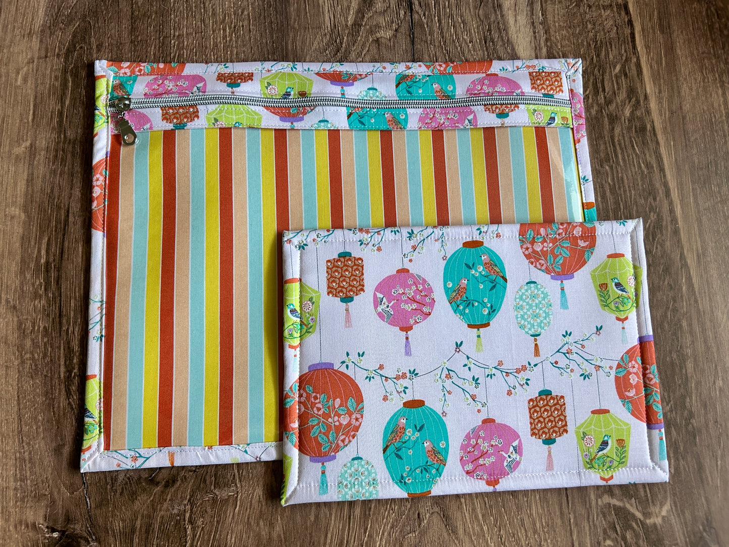 Vinyl Cross Stitch Project Bag - Project Bag - Knitting & Crochet Bag - Storage - Organizer - Bird - Project Bag - Notions - Lanterns