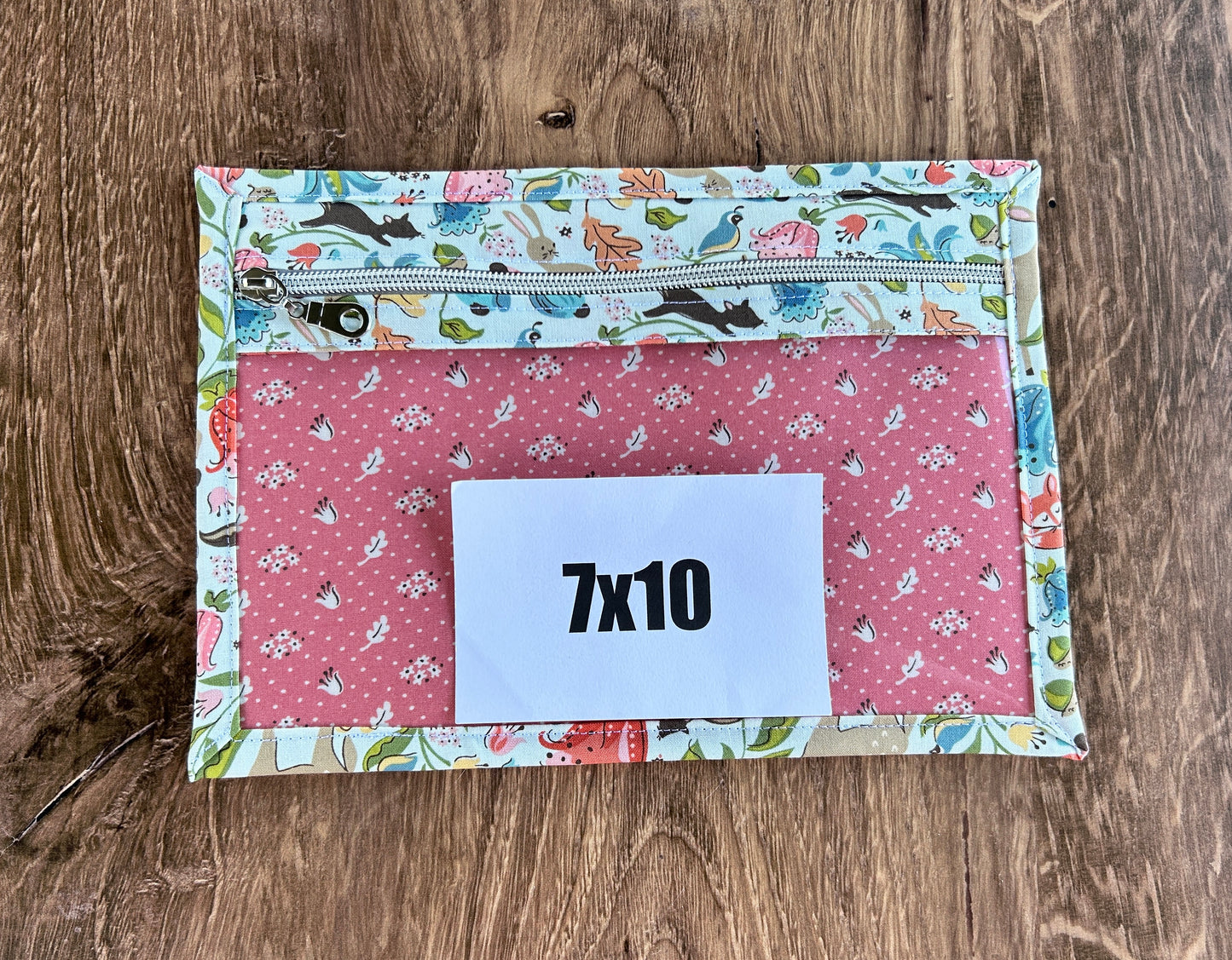 Vinyl Cross Stitch Project Bag - Embroidery Bag - Project Bag - Knitting & Crochet Bag - Storage - Notions - Woodland - Fox - Deer (LT BLUE)