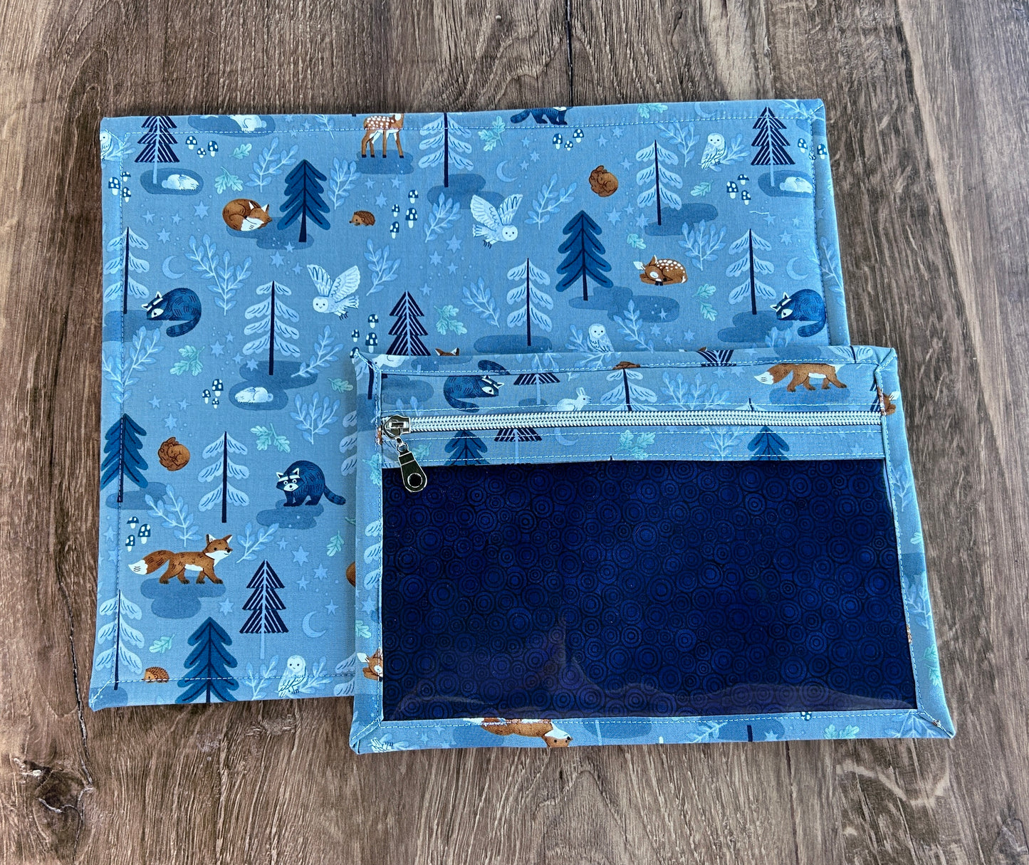 Vinyl Cross Stitch Project Bag - Embroidery Bag - Project Bag - Knitting & Crochet Bag - Storage - Notions - Woodland - Fox - Deer