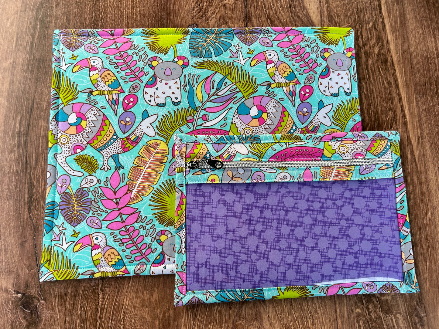 Vinyl Cross Stitch Project Bag - Embroidery Bag - Knitting & Crochet Bag - Storage - Notions - Jungle - Parrot - Bird - Koala - Kangaroo