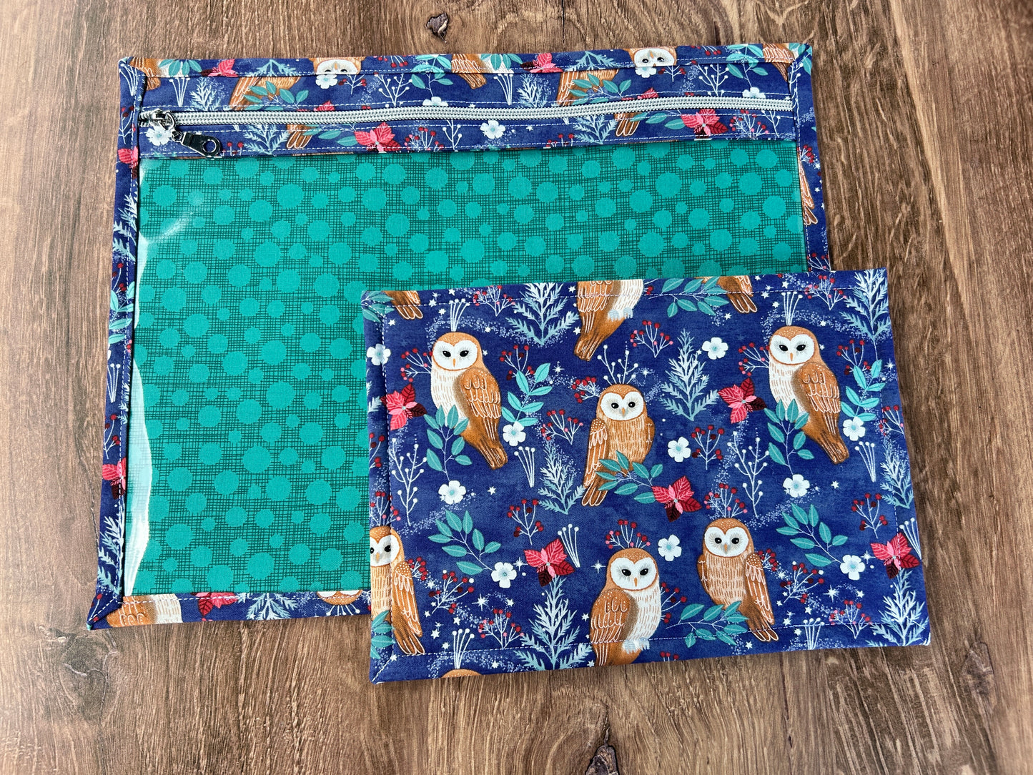 Vinyl Cross Stitch Project Bag - Embroidery bag - Project Bag - Knitting Crochet Bag - Storage - Organizer - Owl Project Bag - Notion