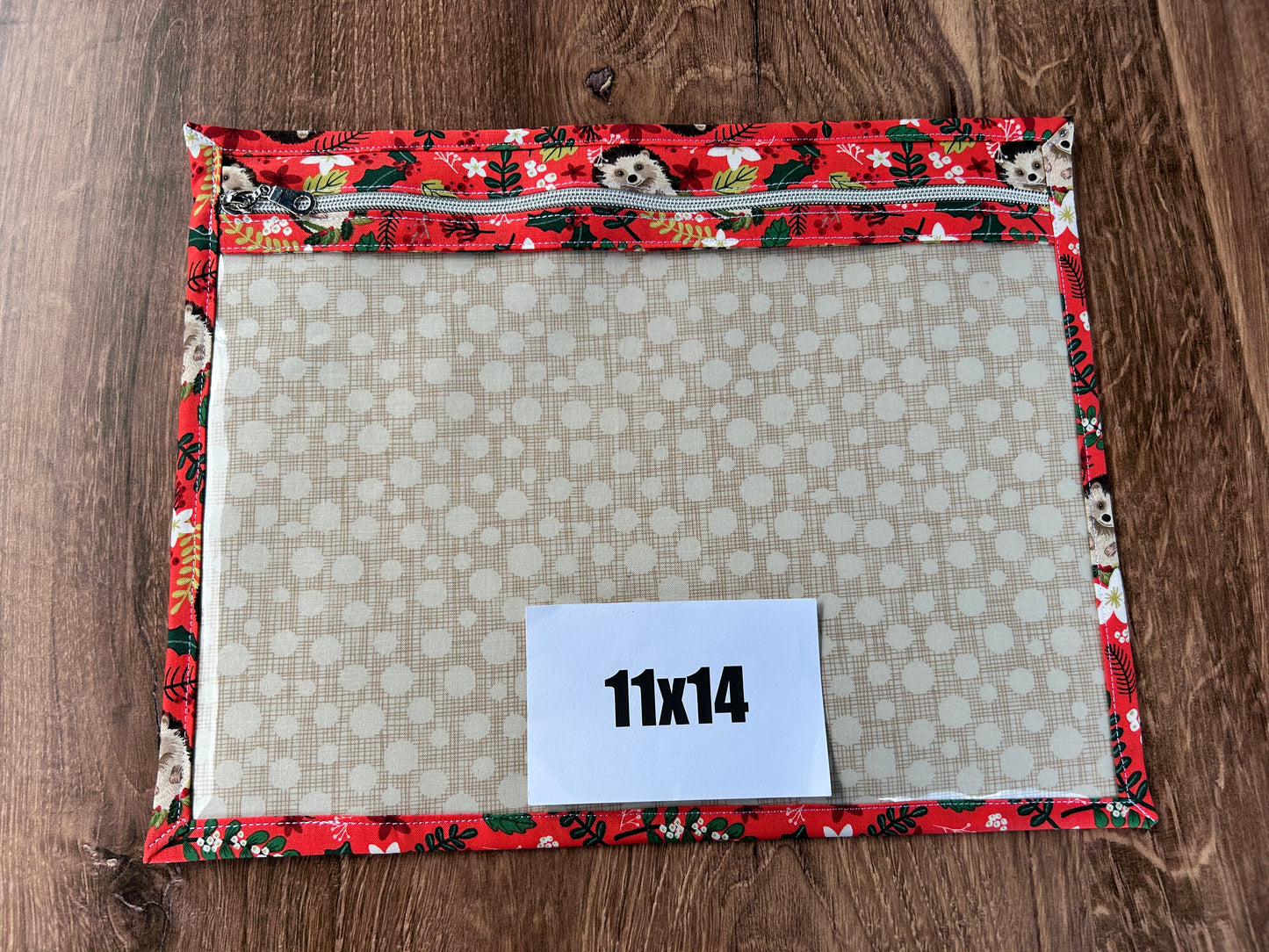 Vinyl Cross Stitch Project Bag - Embroidery bag - Project Bag - Knitting Crochet Bag - Storage - Organizer - Hedgehog Project Bag - Notion