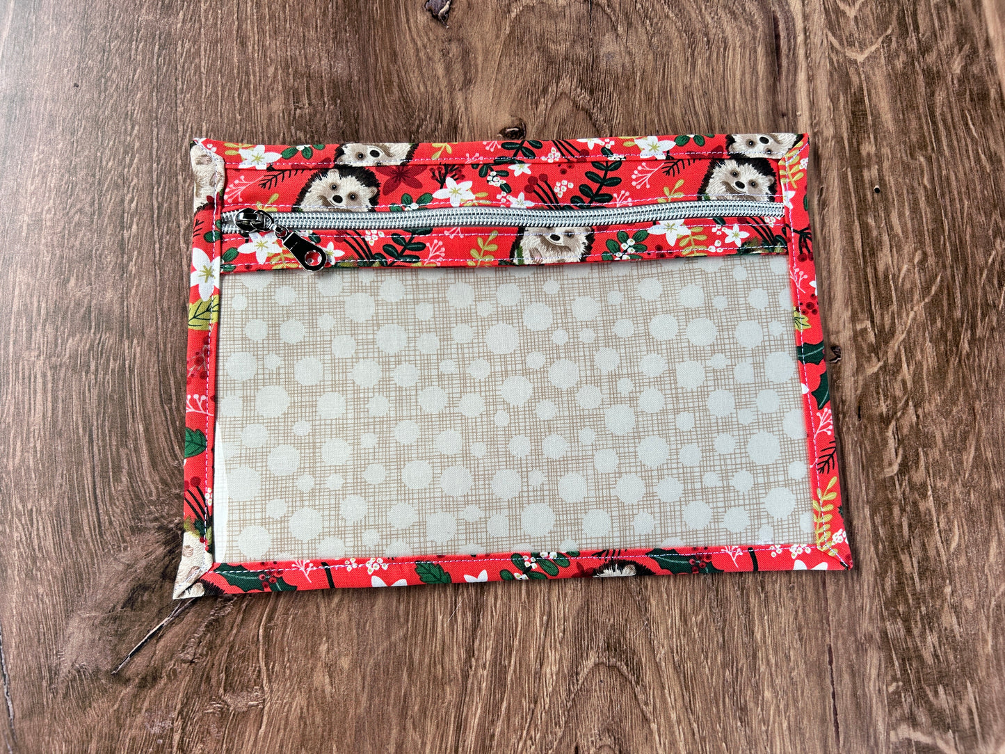 Vinyl Cross Stitch Project Bag - Embroidery bag - Project Bag - Knitting Crochet Bag - Storage - Organizer - Hedgehog Project Bag - Notion