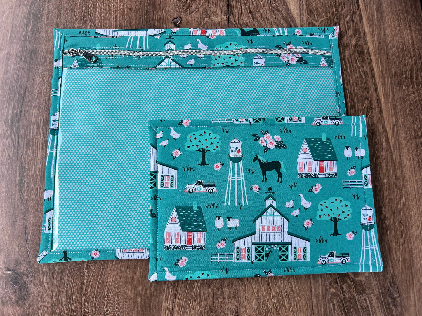 Vinyl Cross Stitch Project Bag - Embroidery bag - Project Bag - Knitting & Crochet Bag - Organizer - Farm Project Bag - Notions - Horse