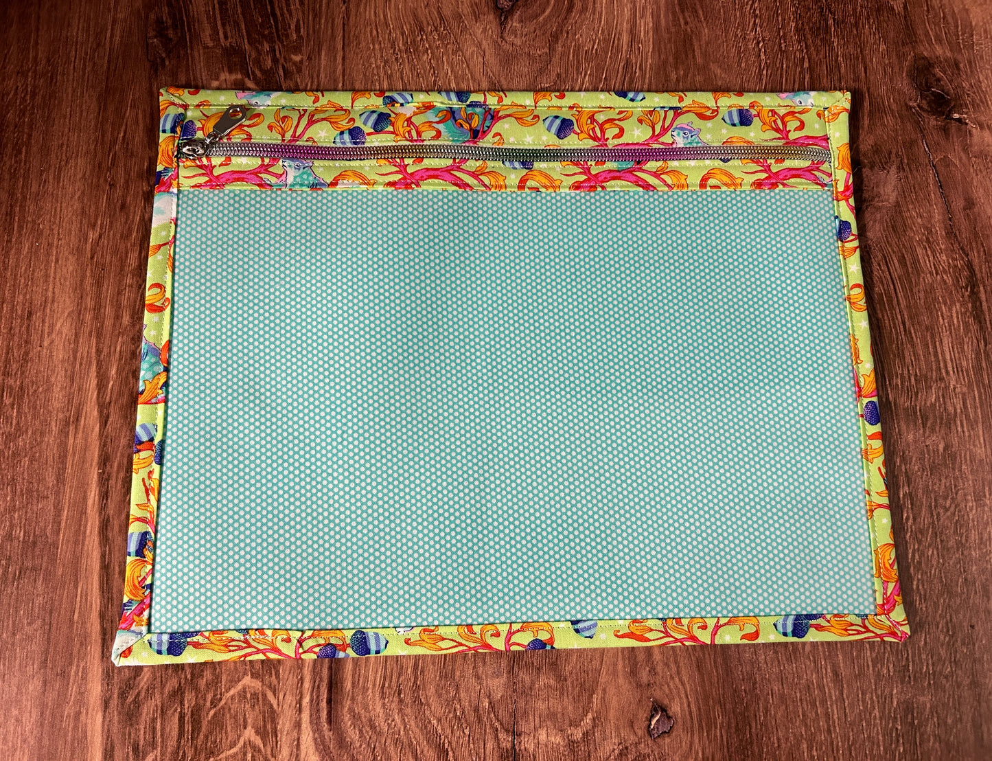 Vinyl Cross Stitch Project Bag - Embroidery bag - Project Bag - Knitting & Crochet Bag - Storage - Organizer - Squirrel - Notions