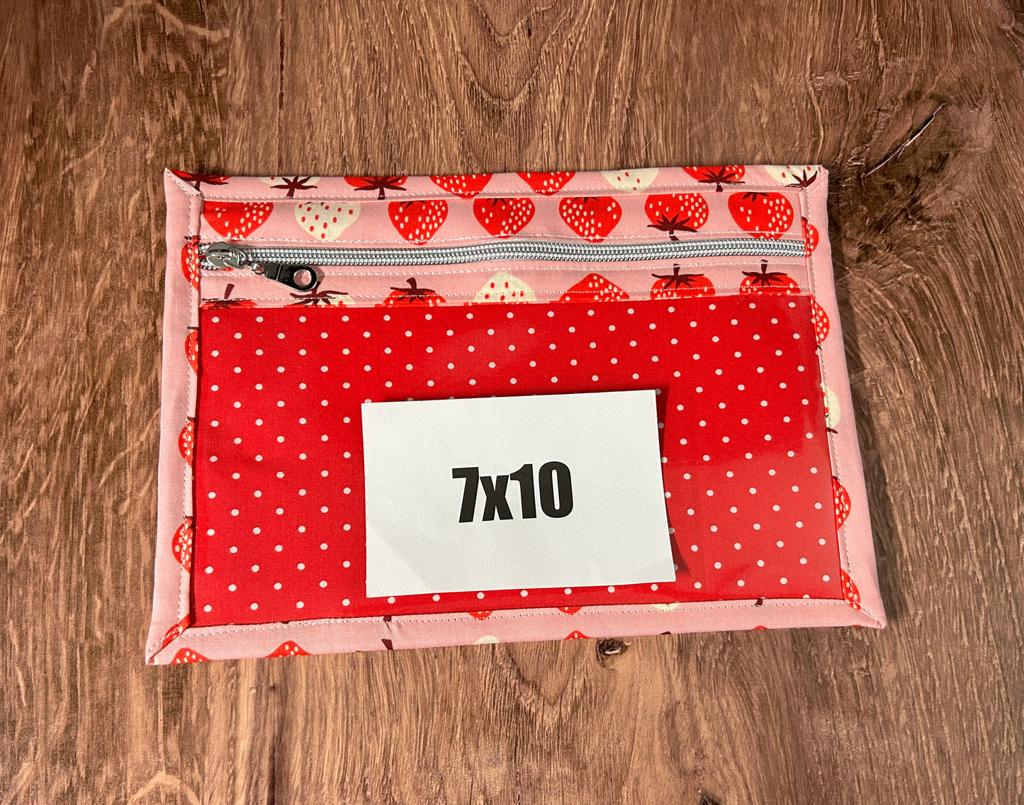 Vinyl Cross Stitch Project Bag - Embroidery bag - Project Bag - Knitting & Crochet Bag - Storage - Organizer - Strawberry - Strawberries - Notions