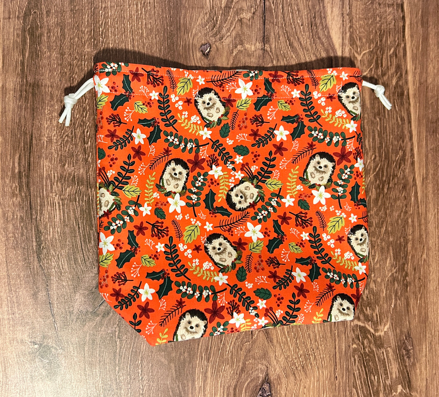 Hedgehog Project Bag - Handmade - Drawstring Bag – Knitting Bag – Crochet Bag - Toy Sack - Bingo Bag – Cross Stitch Bag - Woodland