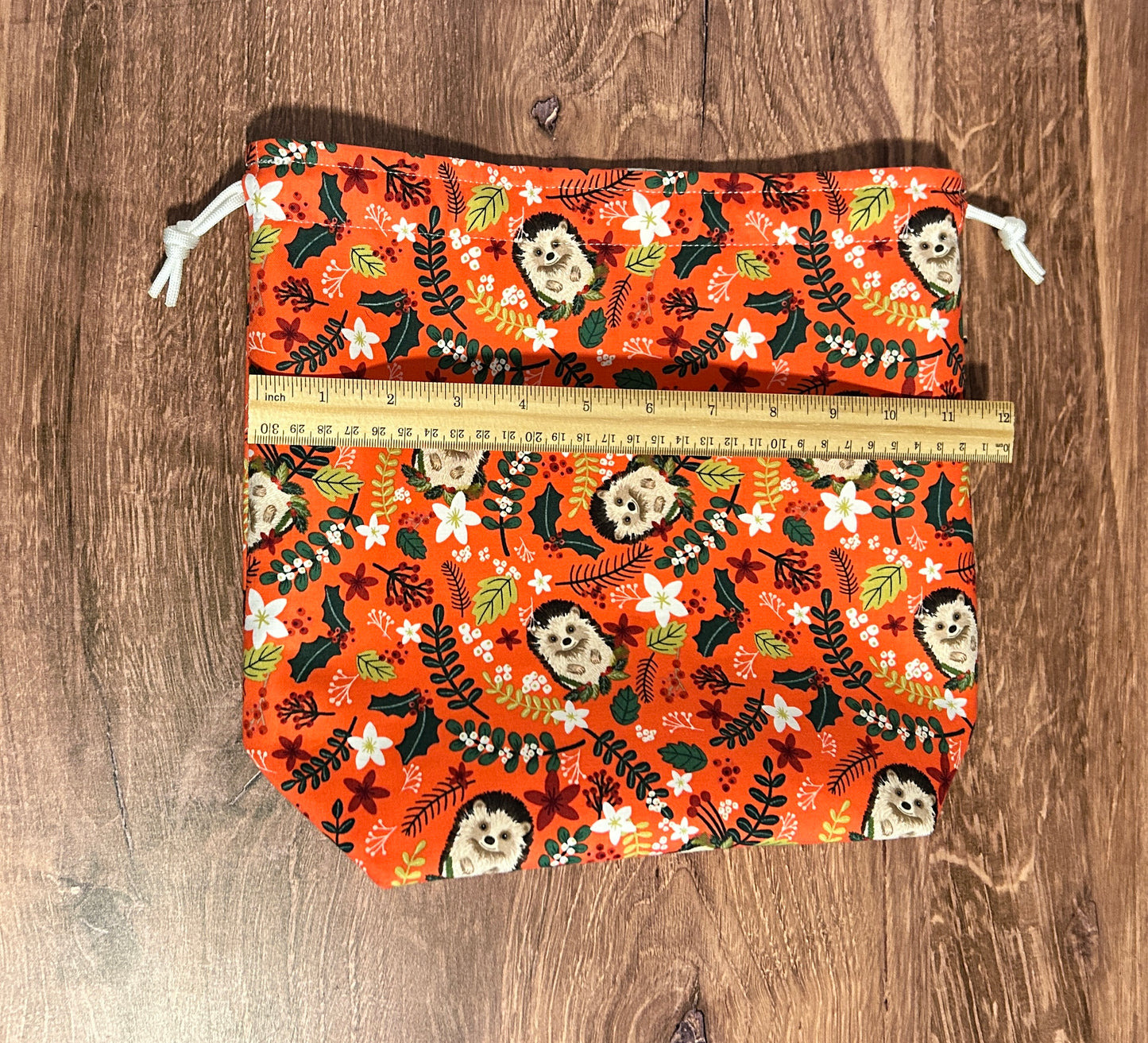 Hedgehog Project Bag - Handmade - Drawstring Bag – Knitting Bag – Crochet Bag - Toy Sack - Bingo Bag – Cross Stitch Bag - Woodland