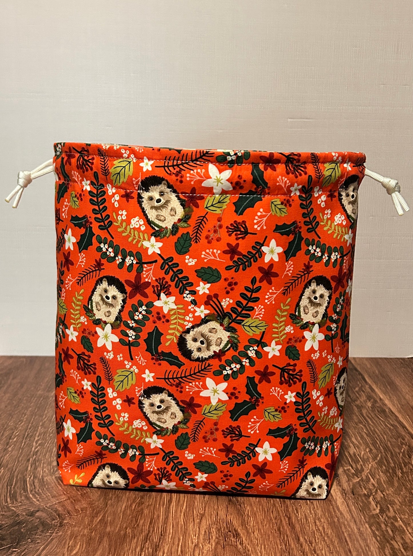 Hedgehog Project Bag - Handmade - Drawstring Bag – Knitting Bag – Crochet Bag - Toy Sack - Bingo Bag – Cross Stitch Bag - Woodland