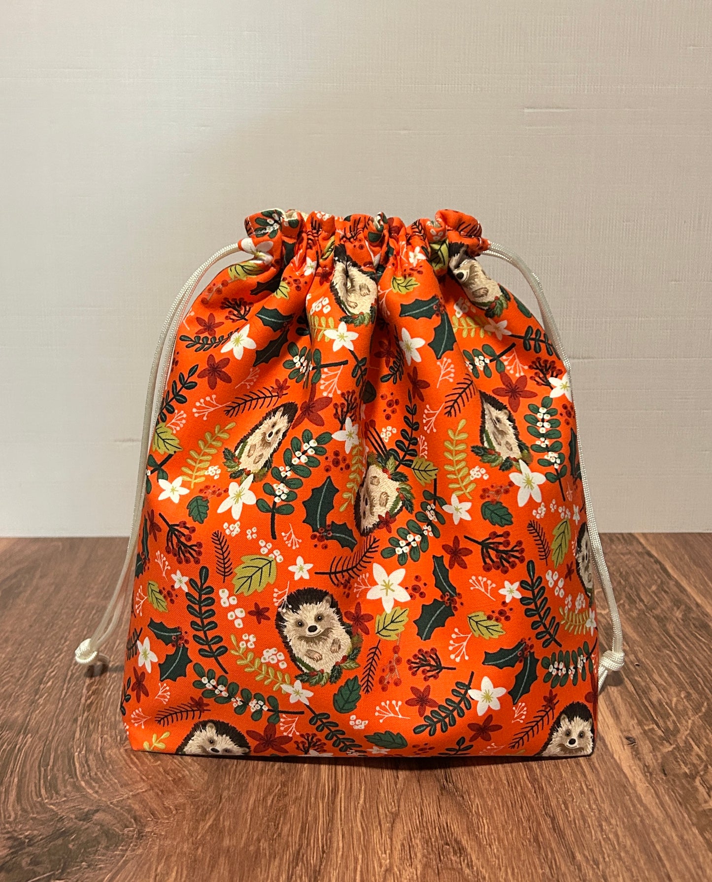Hedgehog Project Bag - Handmade - Drawstring Bag – Knitting Bag – Crochet Bag - Toy Sack - Bingo Bag – Cross Stitch Bag - Woodland