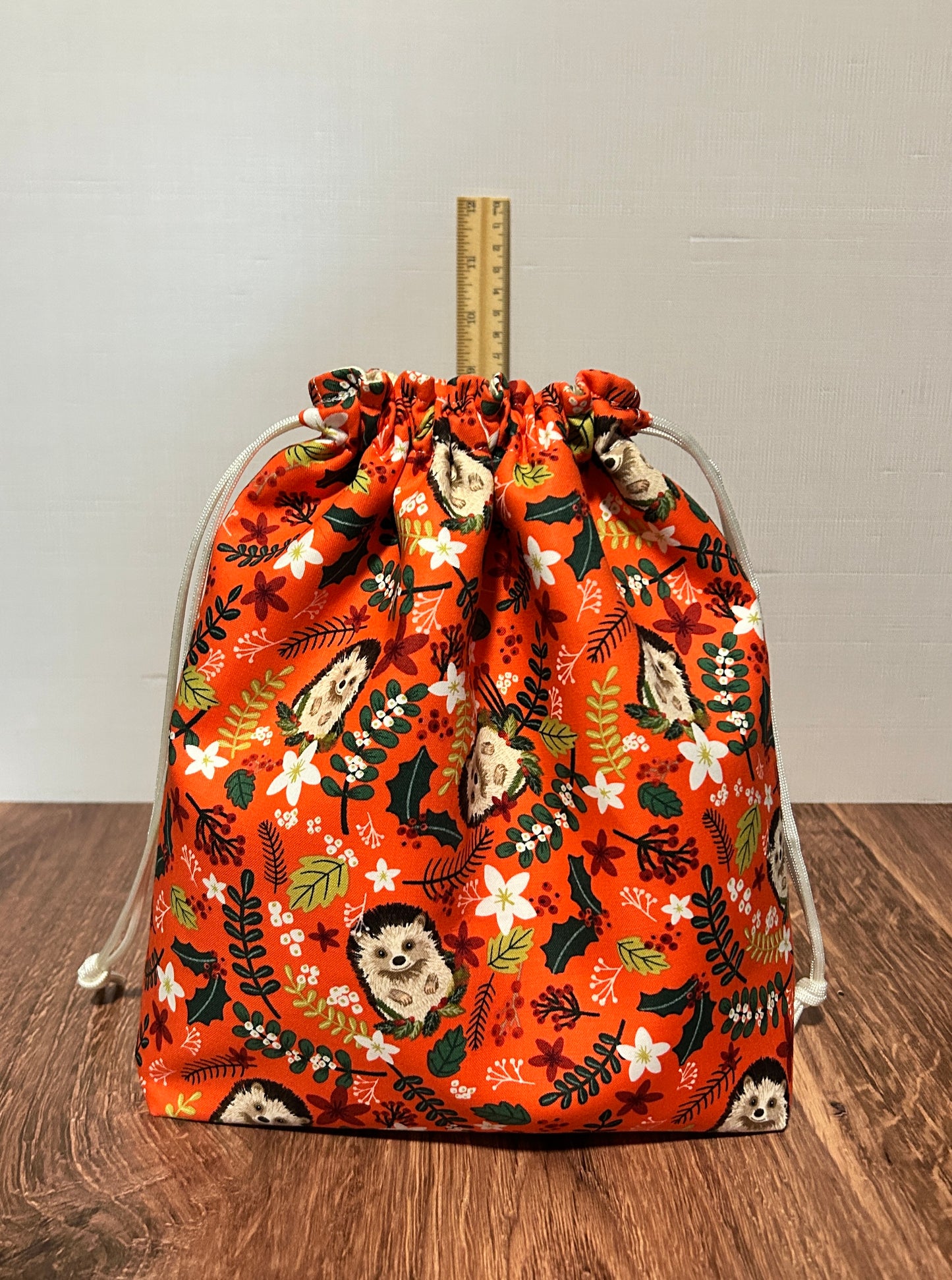 Hedgehog Project Bag - Handmade - Drawstring Bag – Knitting Bag – Crochet Bag - Toy Sack - Bingo Bag – Cross Stitch Bag - Woodland