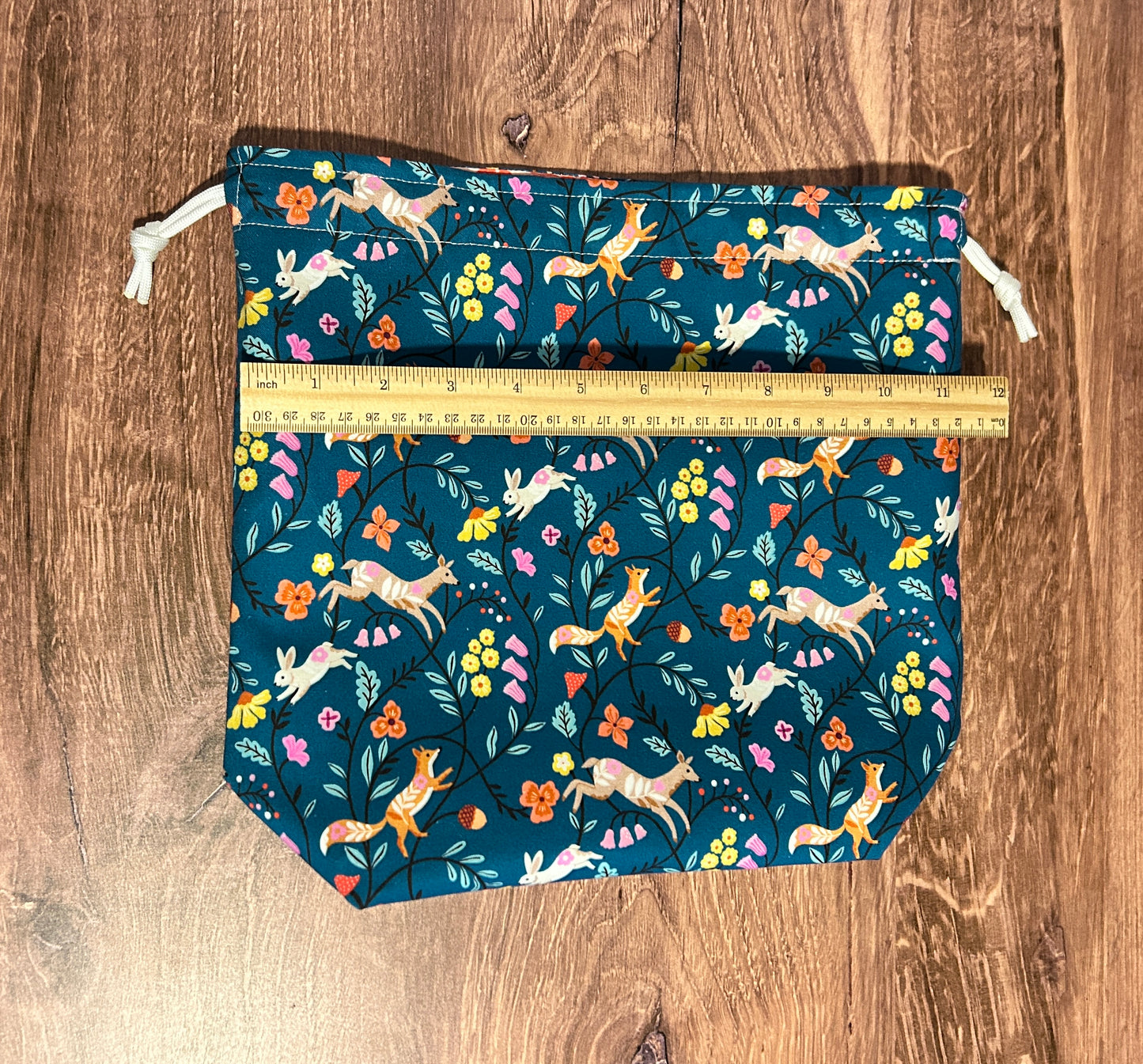 Woodland Project Bag - Handmade - Drawstring Bag – Knitting Bag – Crochet Bag - Toy Sack - Bingo Bag – Cross Stitch Bag - Deer - Fox - Bunny