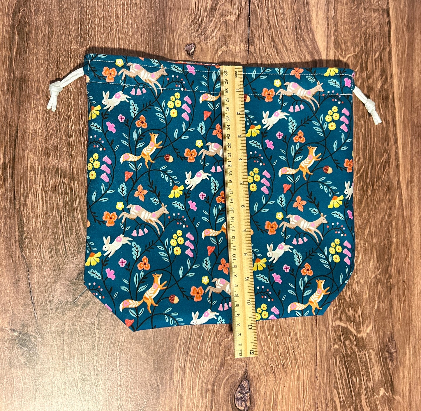 Woodland Project Bag - Handmade - Drawstring Bag – Knitting Bag – Crochet Bag - Toy Sack - Bingo Bag – Cross Stitch Bag - Deer - Fox - Bunny