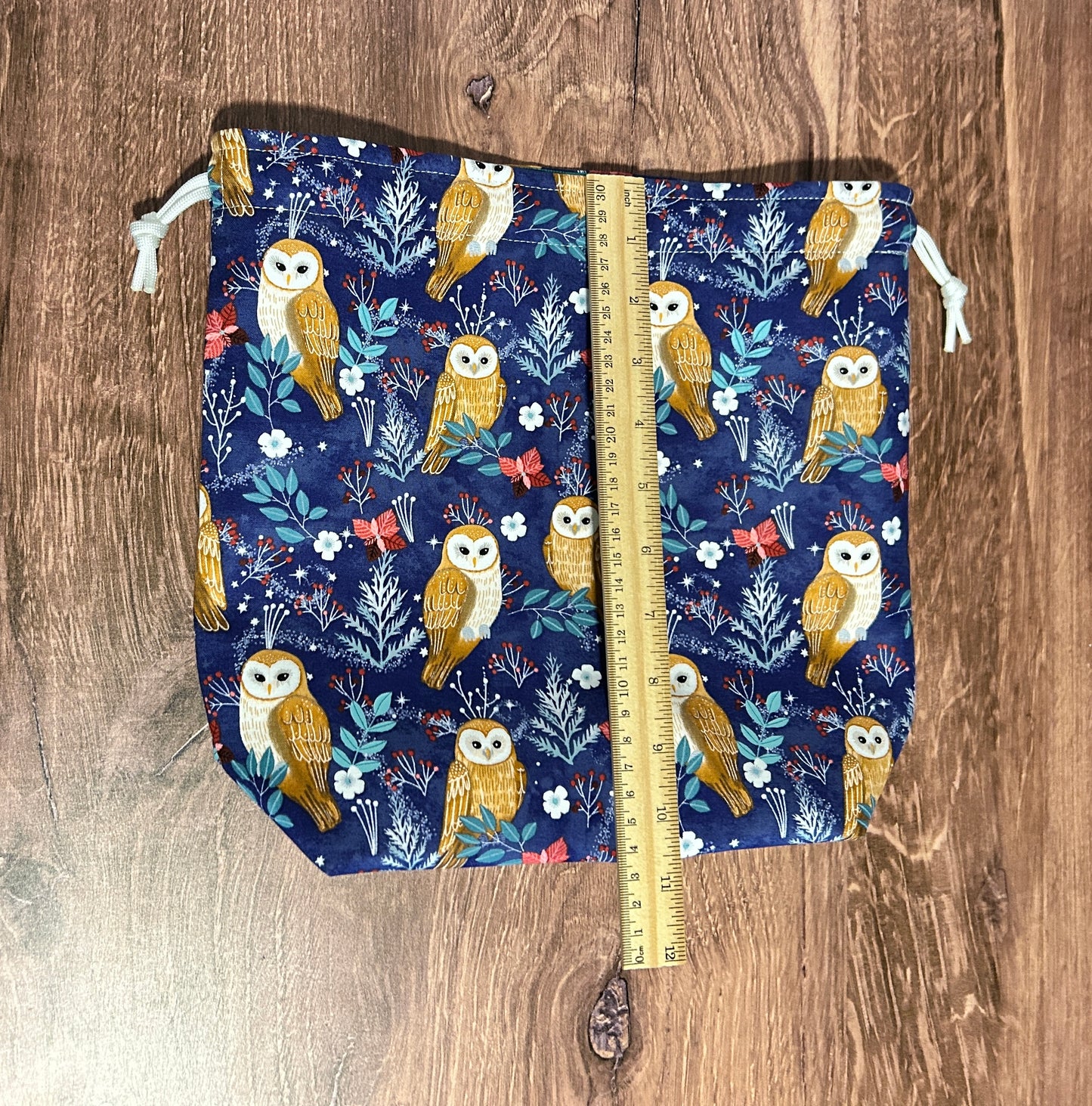 Owl Project Bag - Handmade - Drawstring Bag – Knitting Bag – Crochet Bag - Toy Sack - Bingo Bag – Cross Stitch Bag - Bird - Woodland