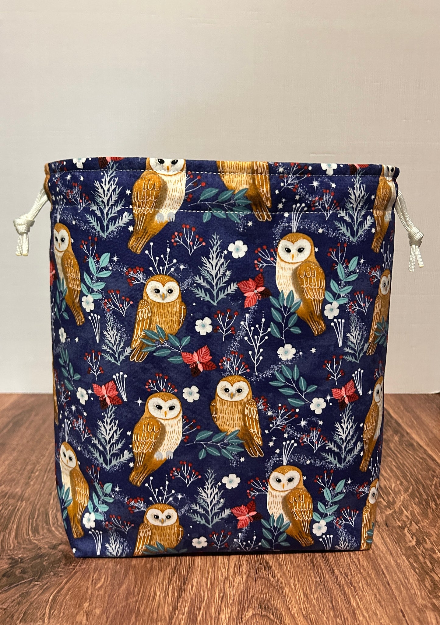 Owl Project Bag - Handmade - Drawstring Bag – Knitting Bag – Crochet Bag - Toy Sack - Bingo Bag – Cross Stitch Bag - Bird - Woodland