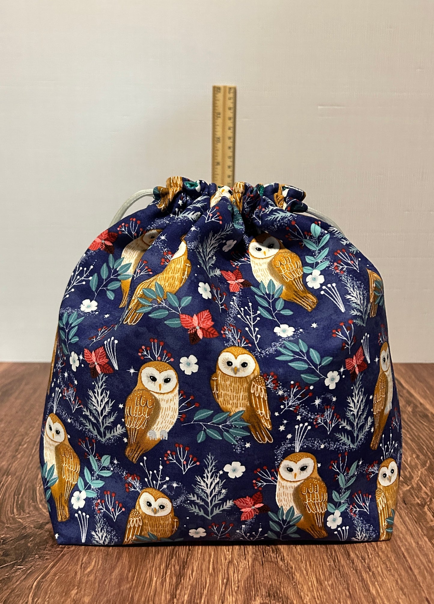 Owl Project Bag - Handmade - Drawstring Bag – Knitting Bag – Crochet Bag - Toy Sack - Bingo Bag – Cross Stitch Bag - Bird - Woodland