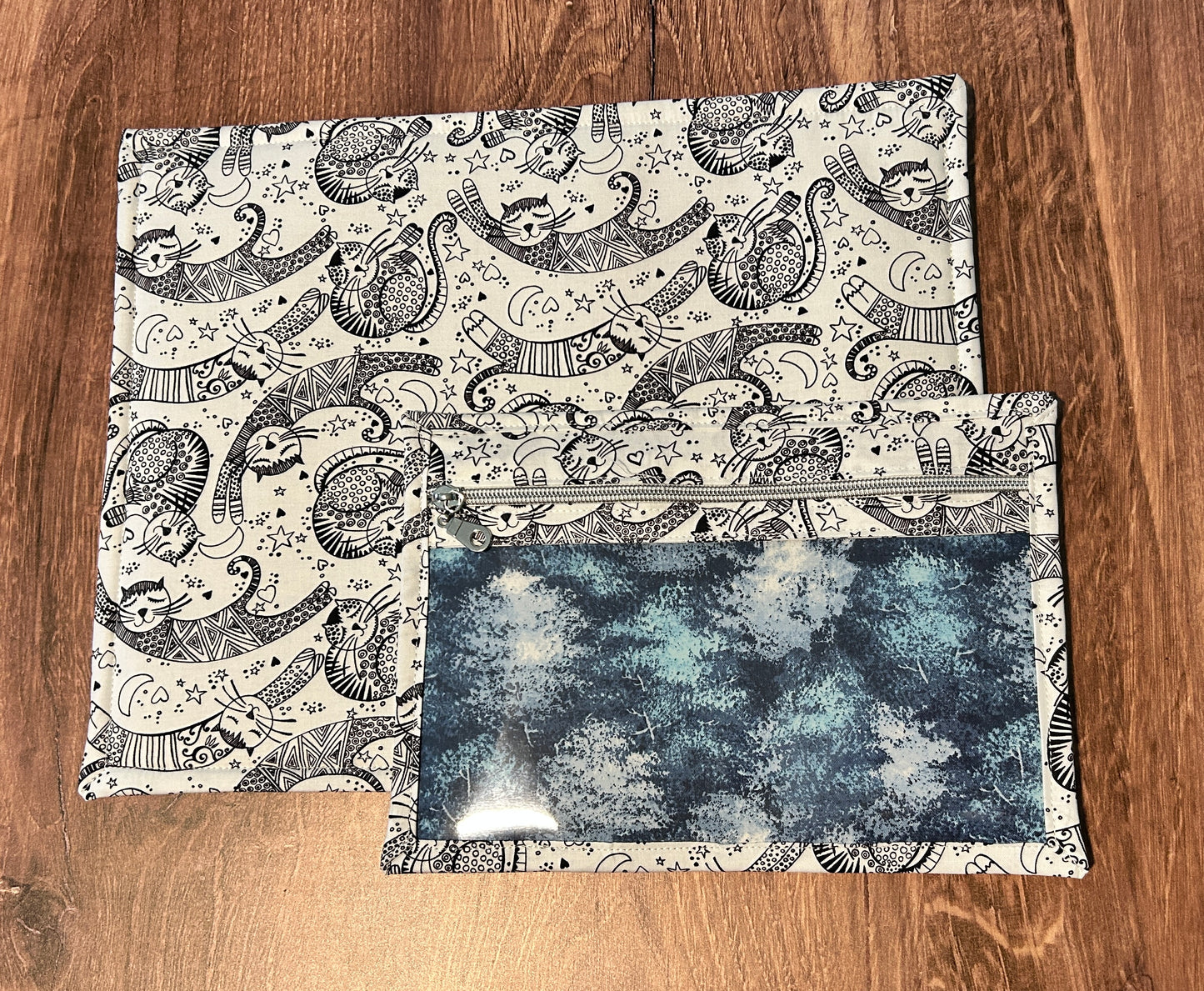 Vinyl Cross Stitch Project Bag - Embroidery bag - Project Bag - Knitting & Crochet Bag - Storage - Organizer - Cat Project Bag - Notions