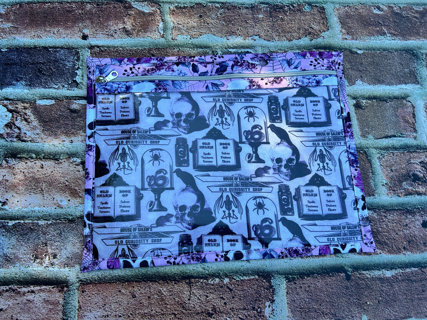 Vinyl Cross Stitch Project Bag - Embroidery Bag - Project Bag - Knitting & Crochet Bag - Organizer - Halloween - Notions - Skull