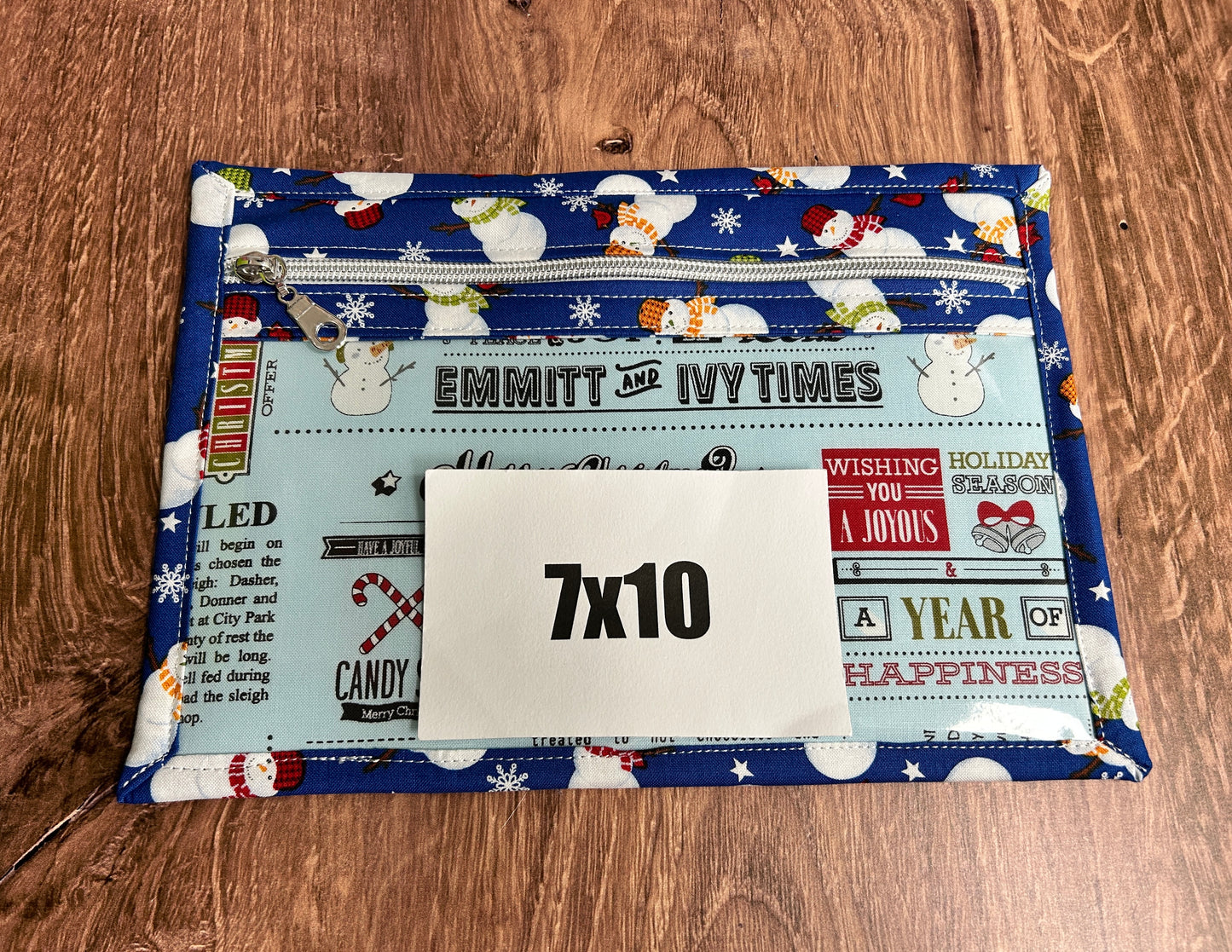 Vinyl Cross Stitch Project Bag - Embroidery Bag - Project Bag - Knitting & Crochet Bag - Christmas Project Bag - Notions - Winter - Snowman