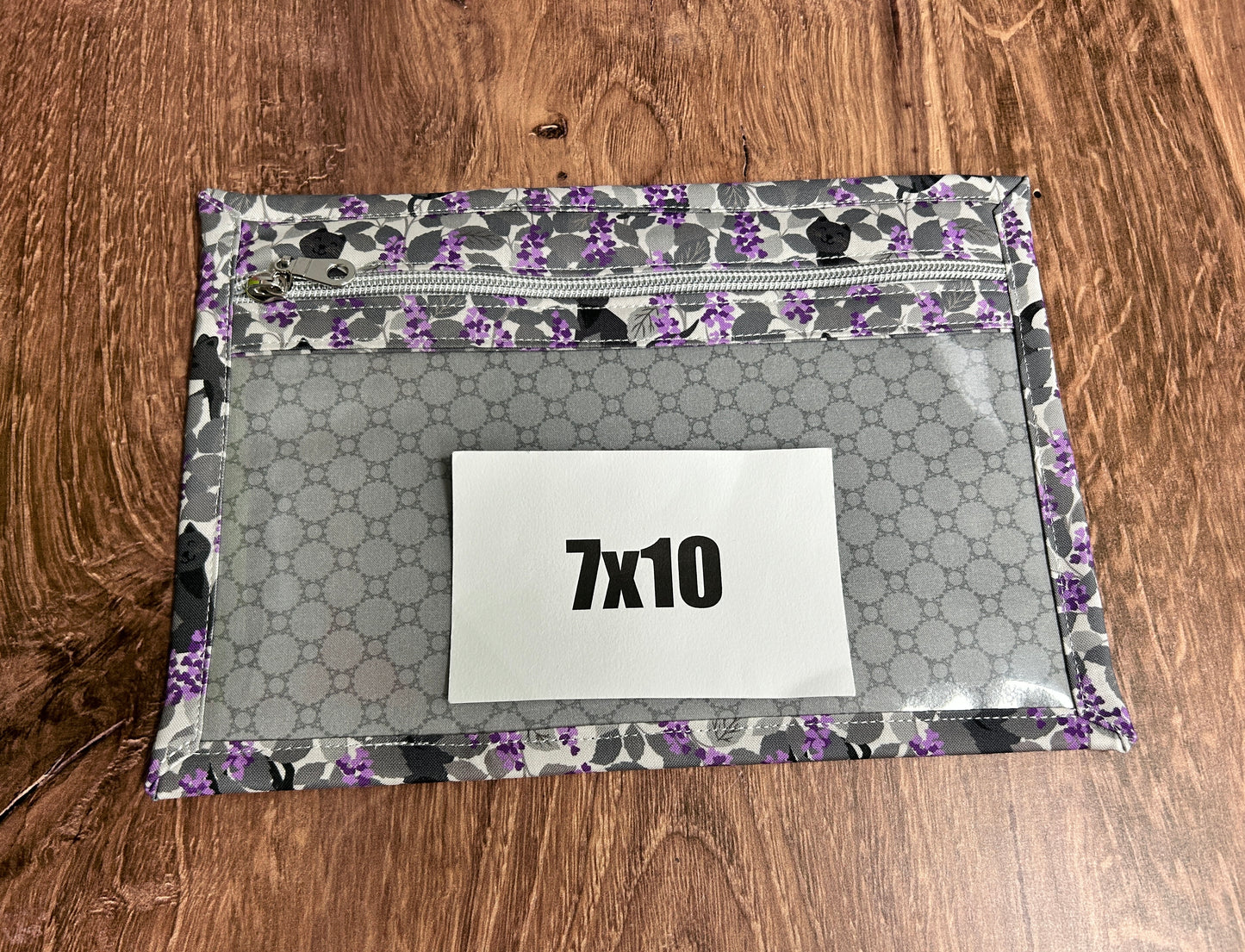 Vinyl Cross Stitch Project Bag - Embroidery bag - Project Bag - Knitting & Crochet Bag - Cat Project Bag - Notions - Floral