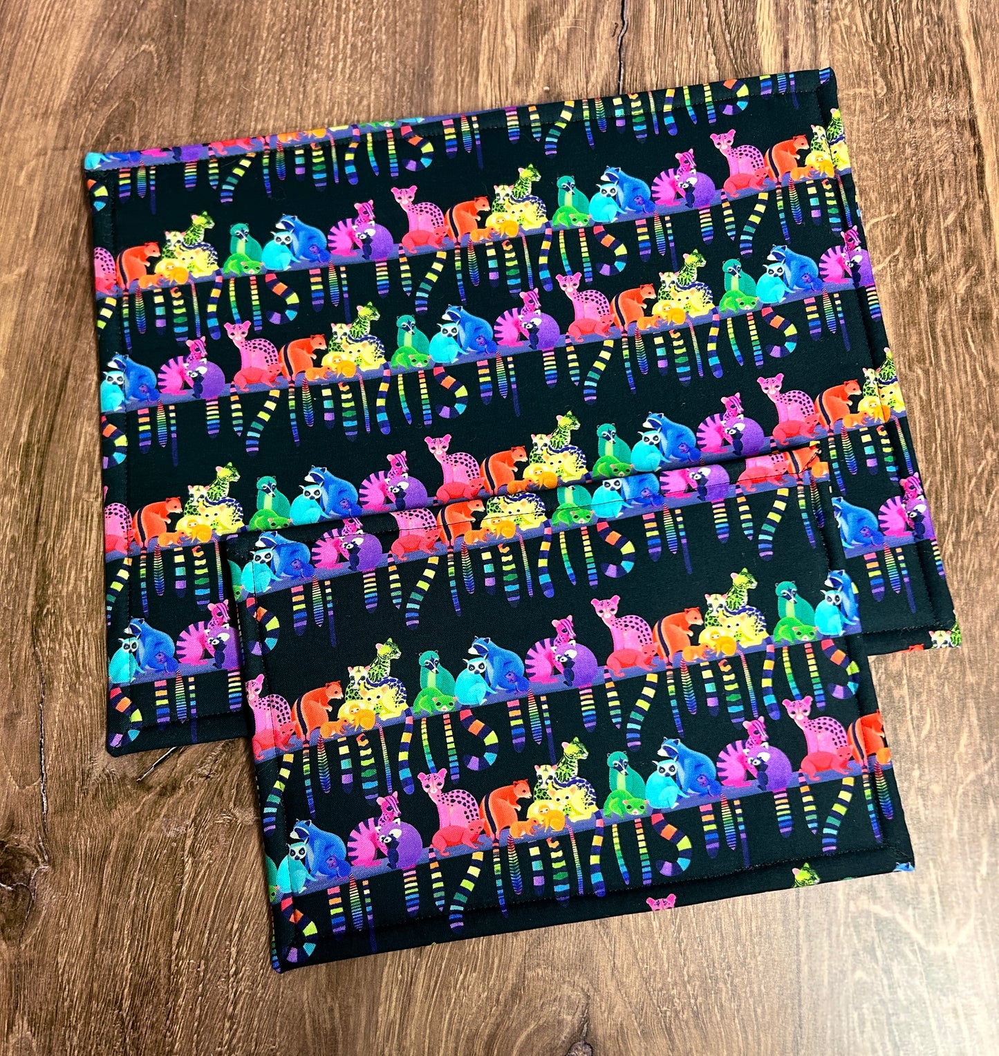 Vinyl Cross Stitch Project Bag - Embroidery bag - Knitting Crochet Bag - Zoo Project Bag - Notions - Lemur - Red Panda - Raccoon - Squirrel