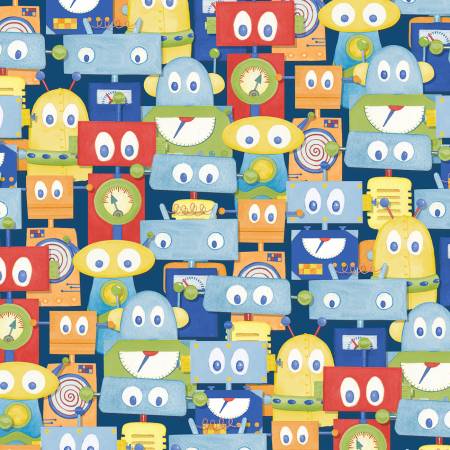Wilmington Prints Robot Fabric - Alpha Bots - Cotton Fabric