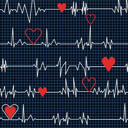 Windham Fabric - Black Heart Beat - 37302-1 - Whistler Studios Collection - Calling All Nurses - Cotton - Fabric by the Yard - 1 Yard - Medical
