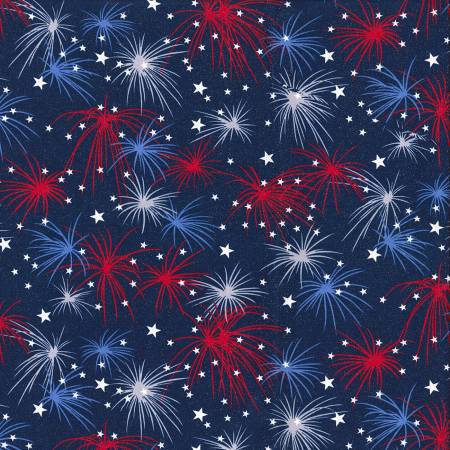 Fabric Traditions Firework Fabric - Heart of America Glitter - #4599-NS - Studio Cottons by Fabric Traditions