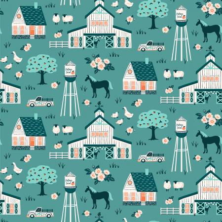 Windham Cottage Farm Fabric - Hosta Cottage Farm Vignette - 53249-3 - Judy Jarvi - Cotton