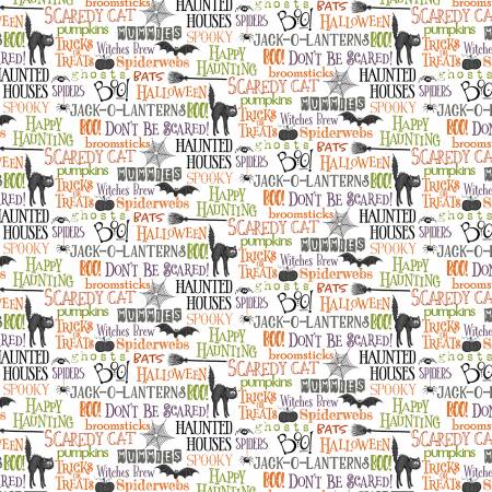 Windham Halloween Fabric - Light A Purr-fect Halloween - #53535-5 - Scaredy Cats by Terri Degenkolb Collecton - Cotton