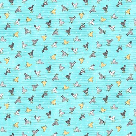 Henry Glass Bird Fabric - Blue Allover Birds HG080924 - Hay Day by Kate Mawdsley Collection - Cotton Fabric