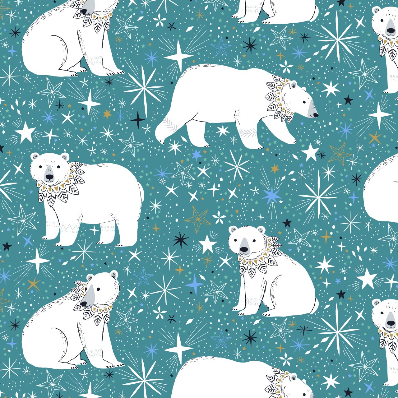 Dashwood Studio Fabric - Arctic 2203 - Polar Bear - Bethan Janie - Bird - Cotton Fabric