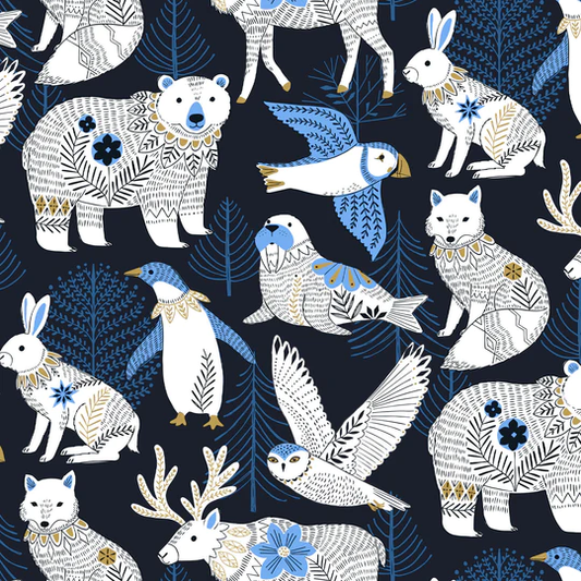 Dashwood Studio - Arctic - 2200 INK - Polar Bear - Fox - Owl - Penguin - Walrus - Deer - Bird - Cotton Fabric