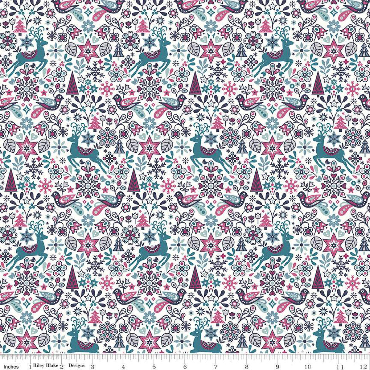 Riley Blake Fabric - Liberty Woodland Wonderland - Cotton - Deer - Christmas - Cotton Fabric